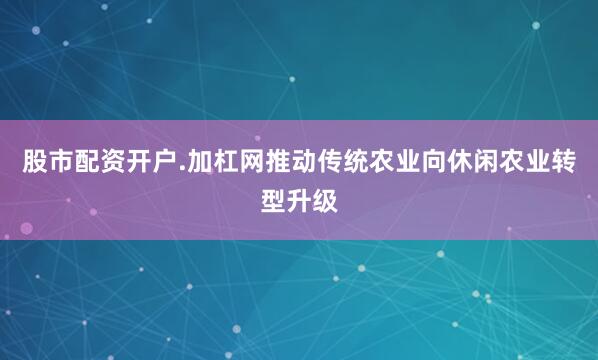 股市配资开户.加杠网推动传统农业向休闲农业转型升级